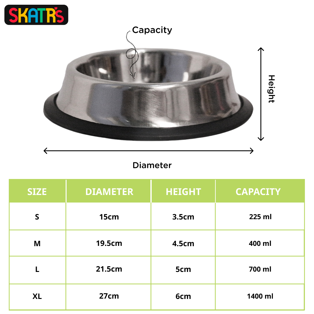 Skatrs Anti Skid Stainless Steel Bowl for Dogs and Cats Buy 1 Get 1