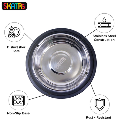 Skatrs Anti Skid Stainless Steel Bowl for Dogs and Cats Buy 1 Get 1