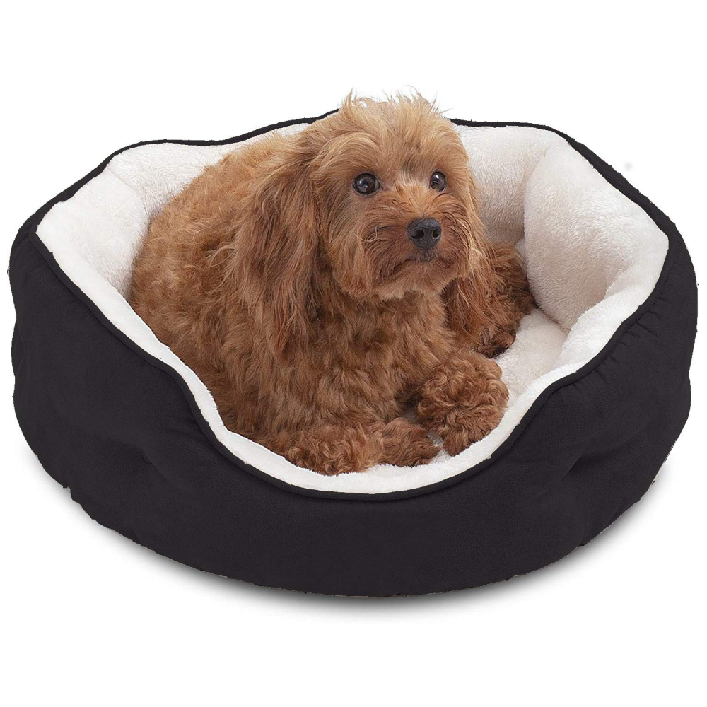 Fluffys Pawsome Round Washable Bed for Dogs and Cats Black