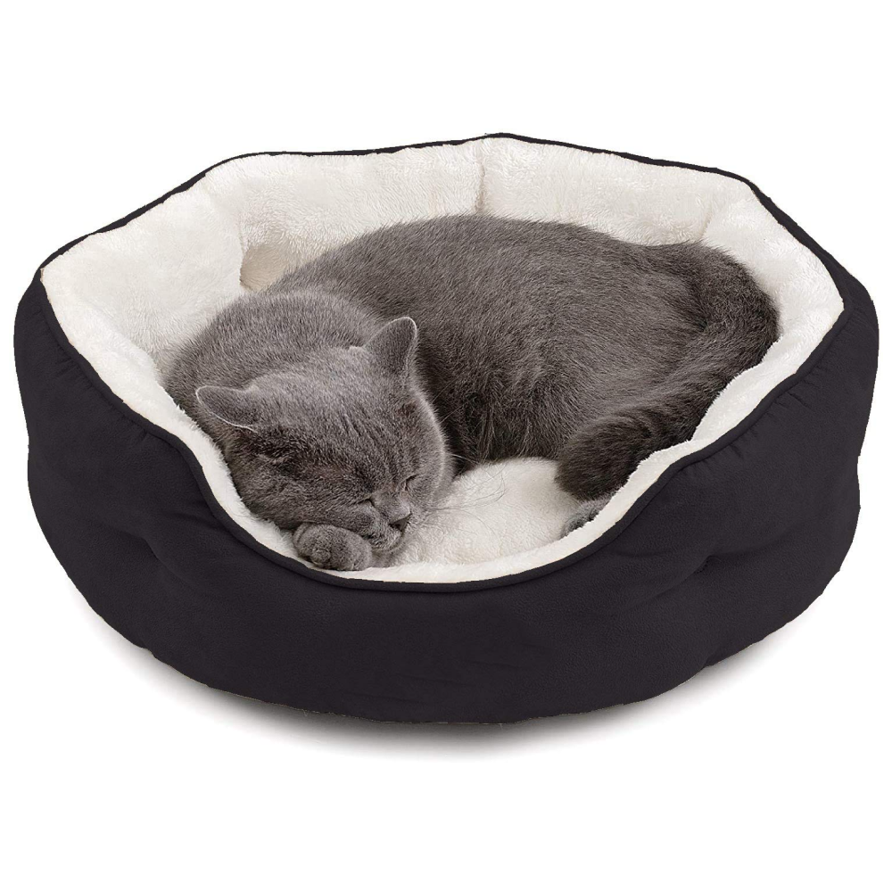 Fluffys Pawsome Round Washable Bed for Dogs and Cats Black