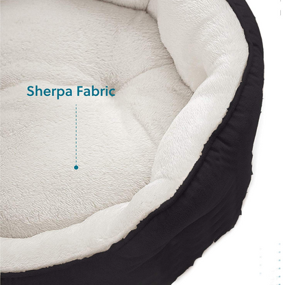 Fluffys Pawsome Round Washable Bed for Dogs and Cats Black