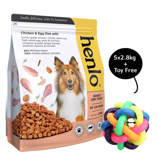 Henlo Chicken and Egg Baked Dry Food for Adult Dogs  Puppies  100 Human Grade Ingredients Get Free Skatrs Toy Free