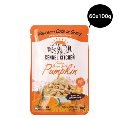 Kennel Kitchen Supreme Cuts in Gravy Chicken Recipe with Pumpkin Puppy  Adult Dog Wet Food All Life Stage