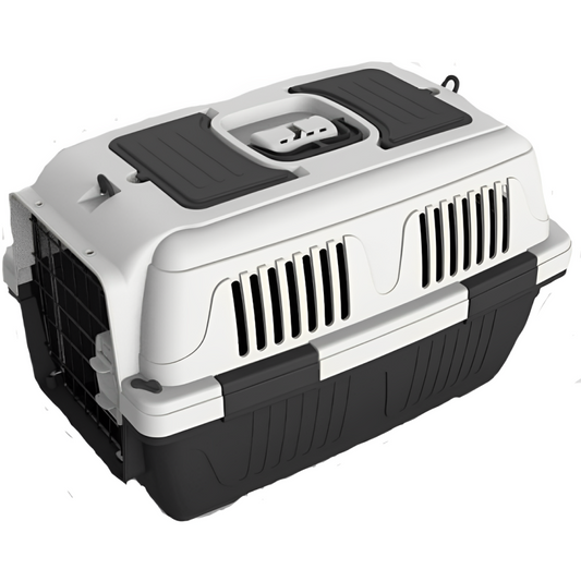 NutraPet Closed Top Carrier Box for Dogs and Cats Dark Grey