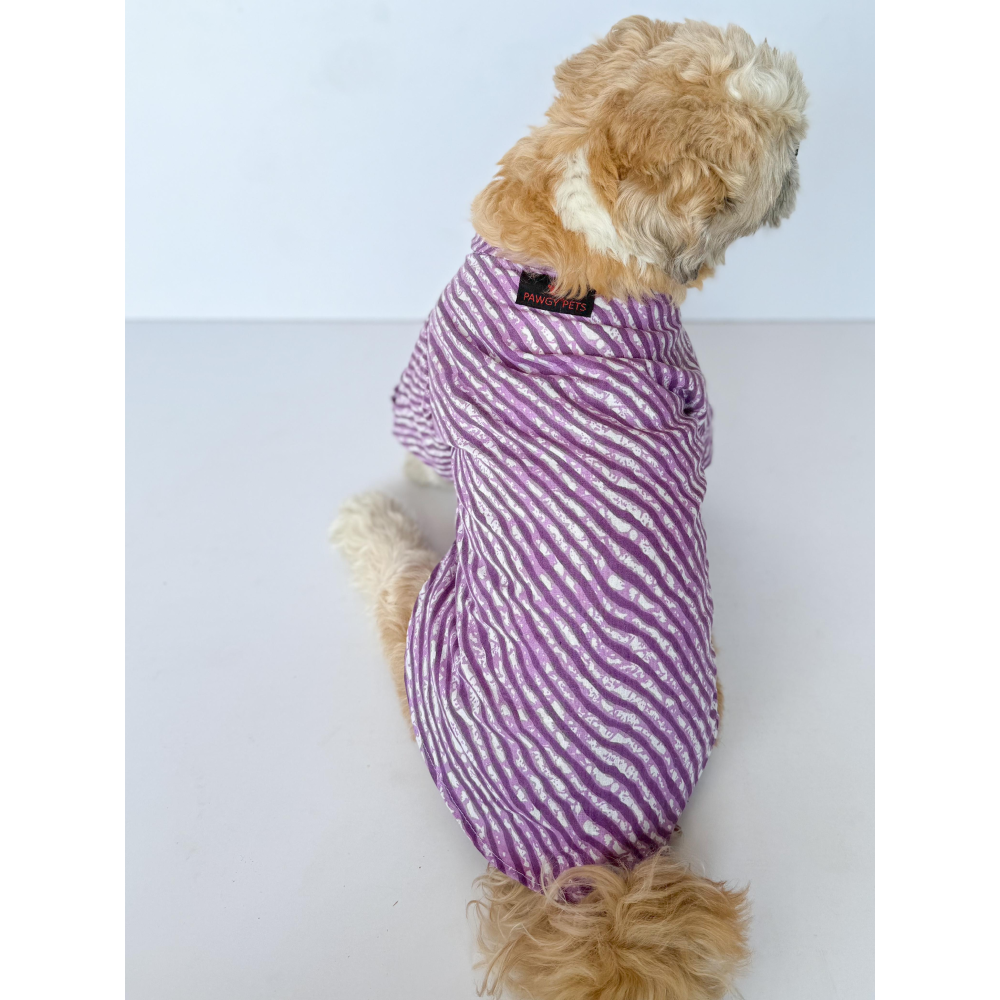 Pawgypets Lehriya Kurta for Dogs and Cats Purple