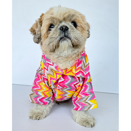 Pawgypets Zig Zag Kurta for Dogs and Cats Pink