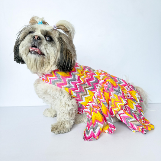 Pawgypets Zig Zag Dress for Dogs and Cats Pink