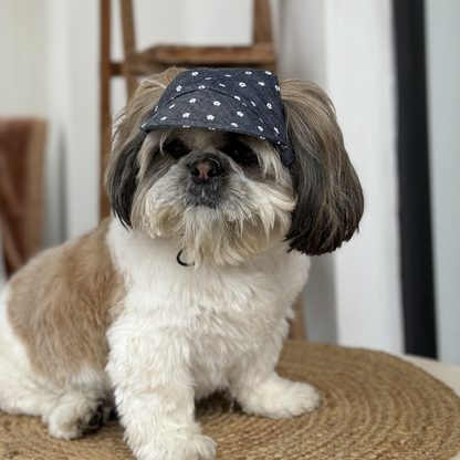 Pawgypets Floral Cap for Dogs Denim