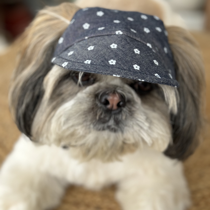 Pawgypets Floral Cap for Dogs Denim