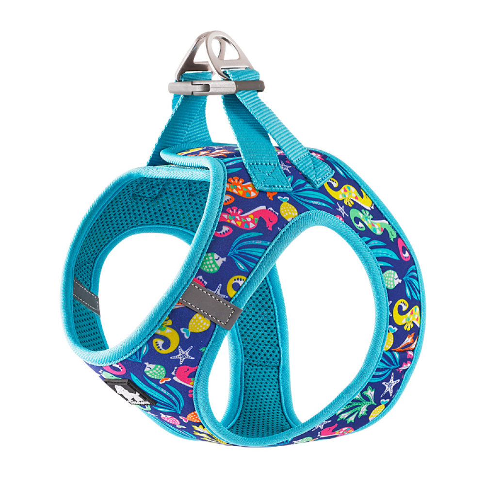 Truelove Floral Printed Breathable Air Mesh Harness for Dogs Blue Atoll