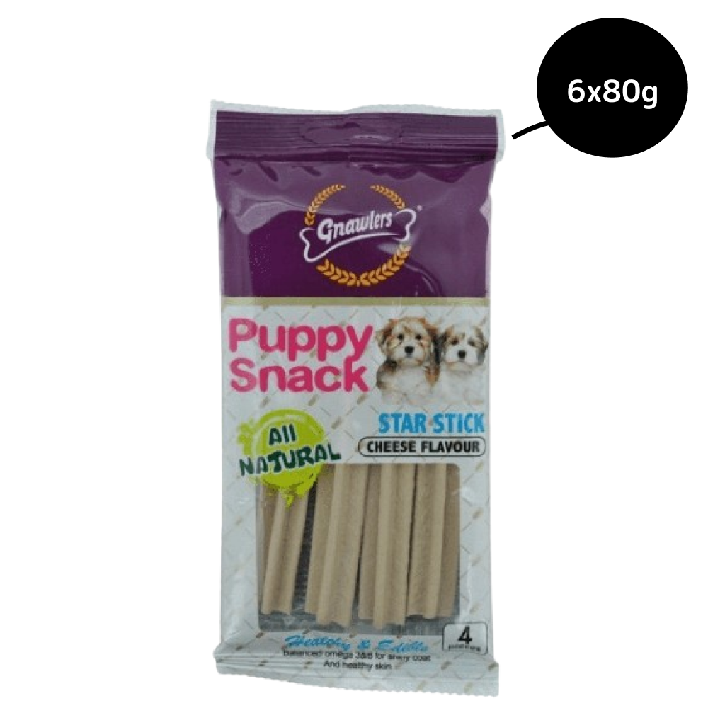 Gnawlers Puppy Snack Star Stick Cheese Flavoured Dog Treats