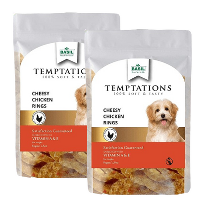 Basil Temptations Cheesy Chicken Rings Dog Treat