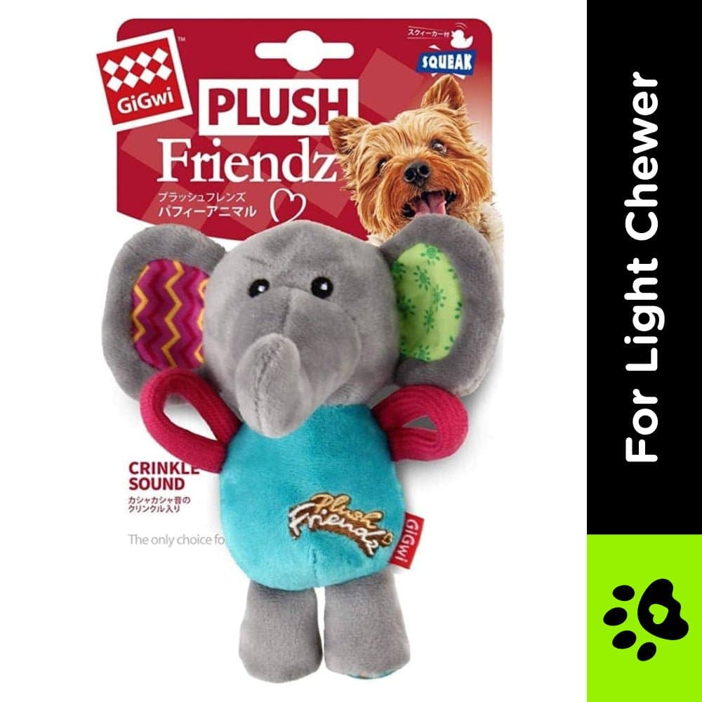 GiGwi Plush Friendz with Squeaker Elephant Toy for Dogs  For Soft Chewers