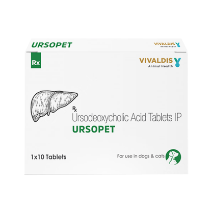 Vivaldis Ursopet Tablet Ursodeoxycholic Acid for Dogs  Cats pack of 10 tablets