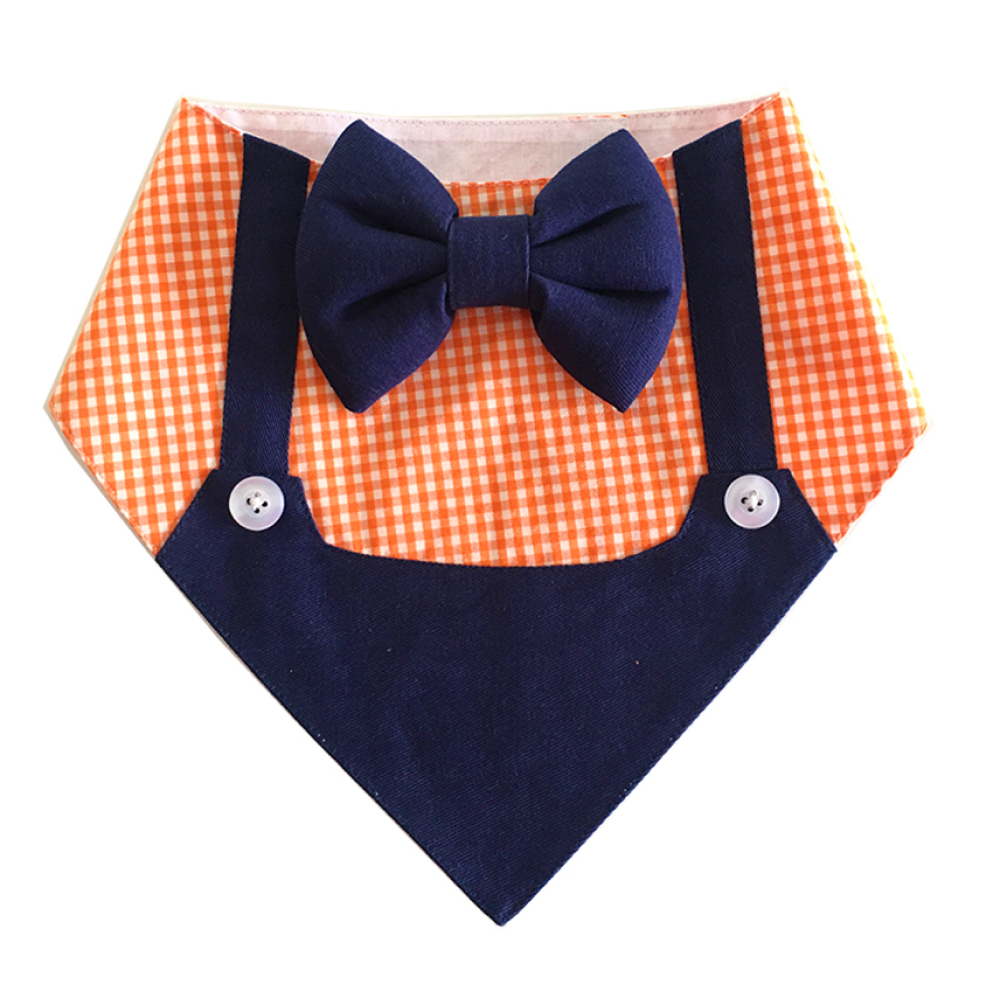 Dogobow Gingham Dungaree Bandana for Dogs Orange Get a Bow Free