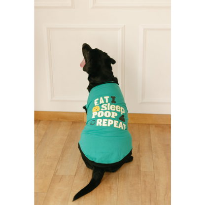 Pet Set Go Eat Sleep Poop Repeat T-shirt for  Dogs Cyan