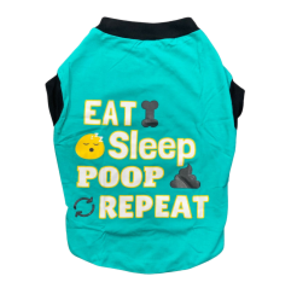 Pet Set Go Eat Sleep Poop Repeat T-shirt for  Dogs Cyan