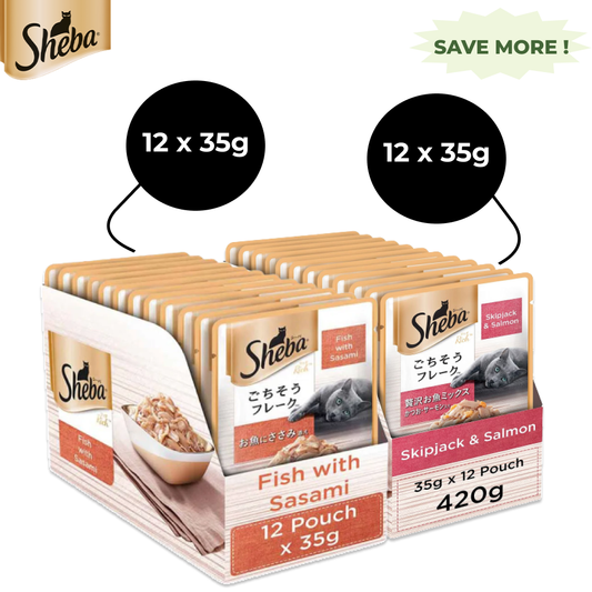 Sheba Fish with Sasami and Skipjack  Salmon Fish Mix Cat Wet Food Combo 1212