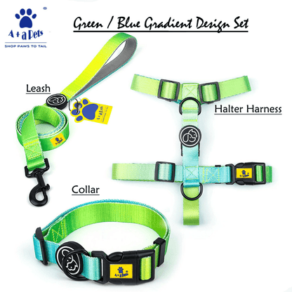 A Plus A Pets Skin Friendly Gradient Design Harness for Dogs and Cats Green