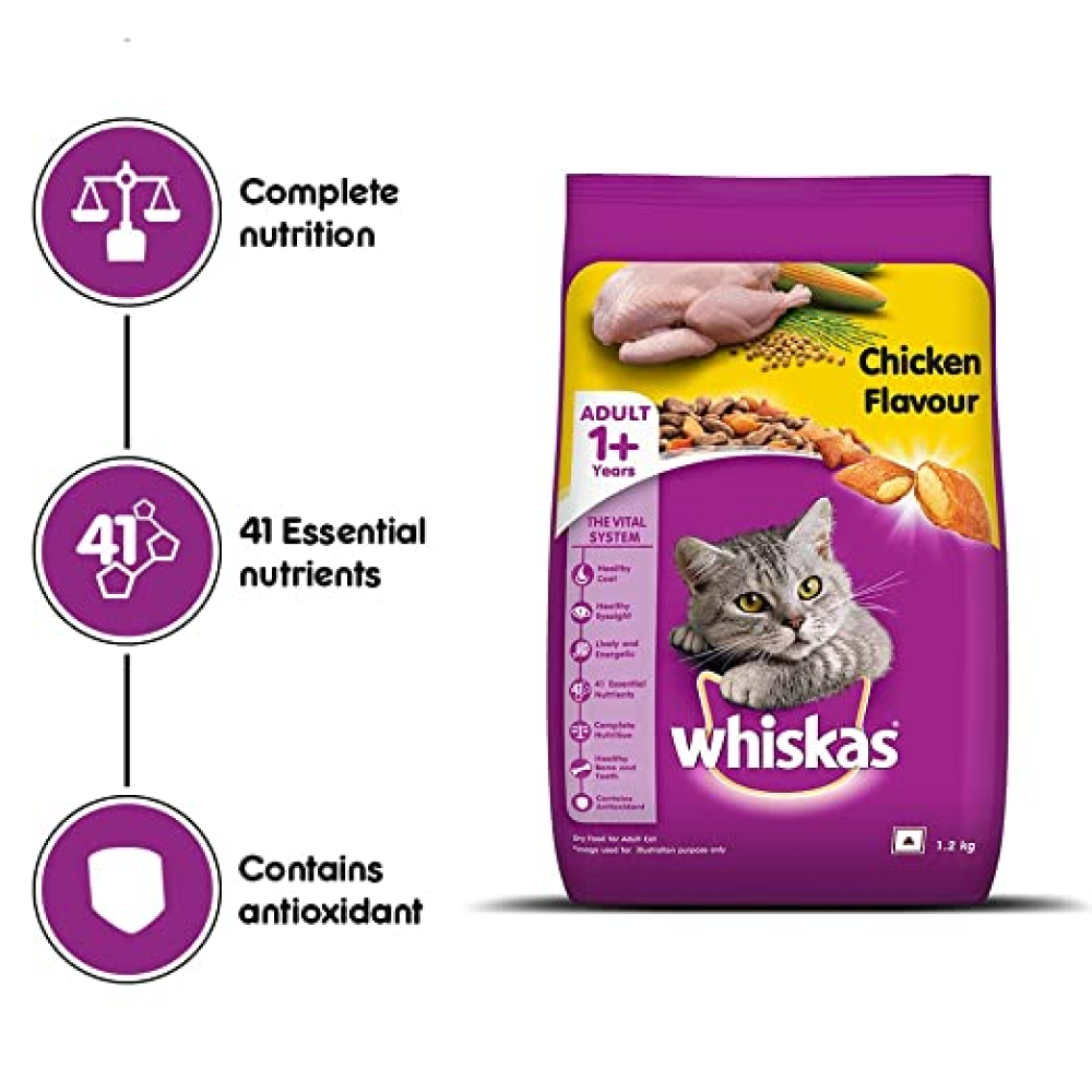 Whiskas Chicken Ocean Fish and Tuna Flavour Adult Cat Dry Food Combo