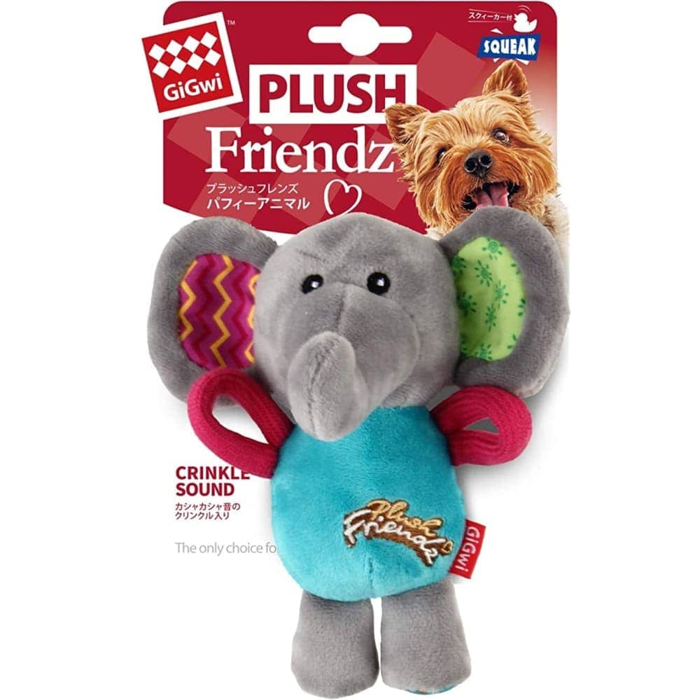 GiGwi Plush Friendz with Squeaker Elephant Toy for Dogs  For Soft Chewers