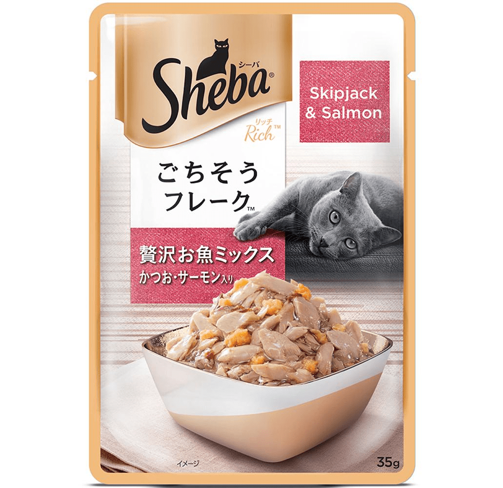 Sheba Fish with Sasami and Skipjack  Salmon Fish Mix Cat Wet Food Combo 1212