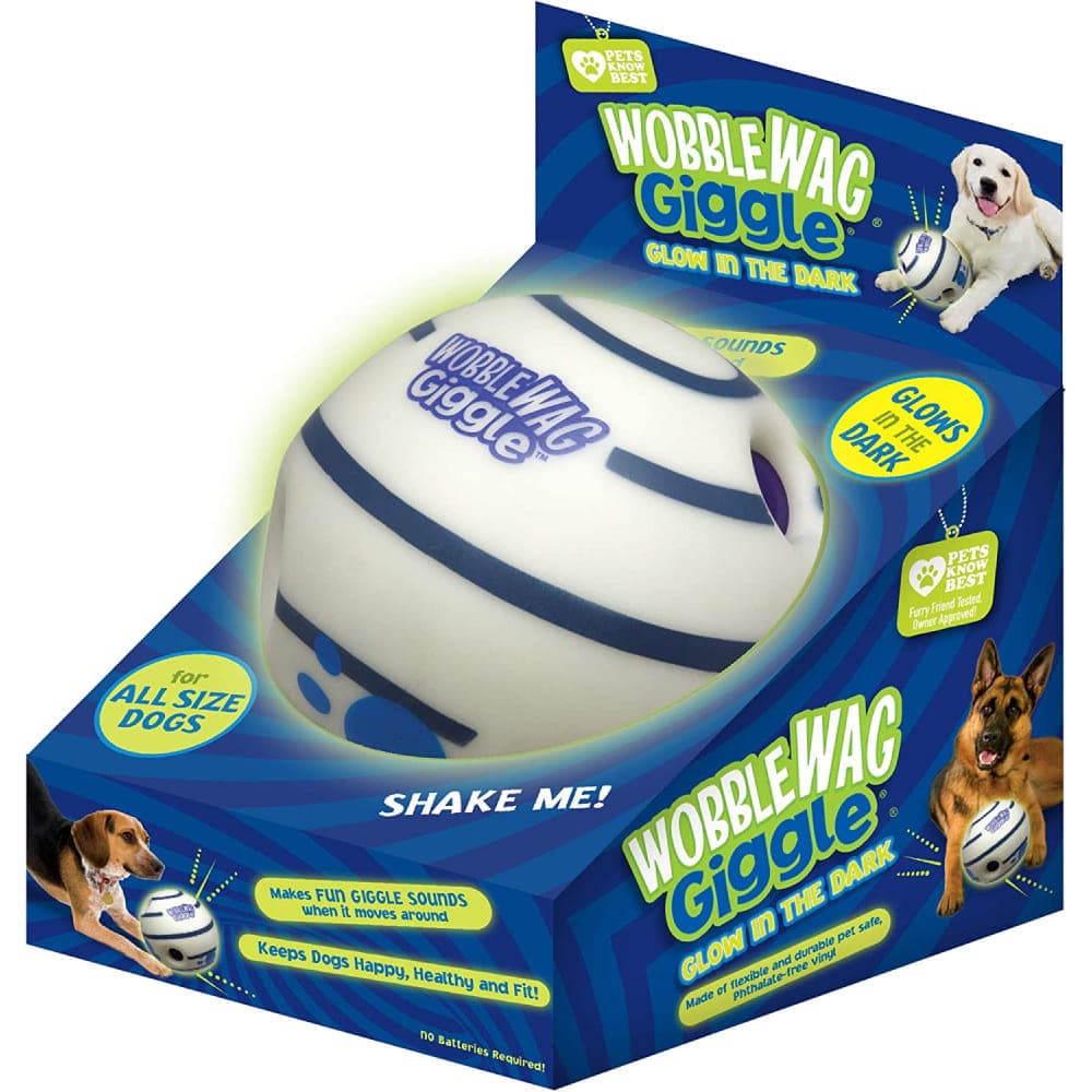 Wobble Wag Giggle Glow in The Dark Interactive Toy for Dogs  For Medium Chewers White