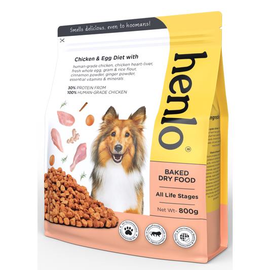 Henlo Chicken  Egg Baked Dry Food for Dogs  Puppies