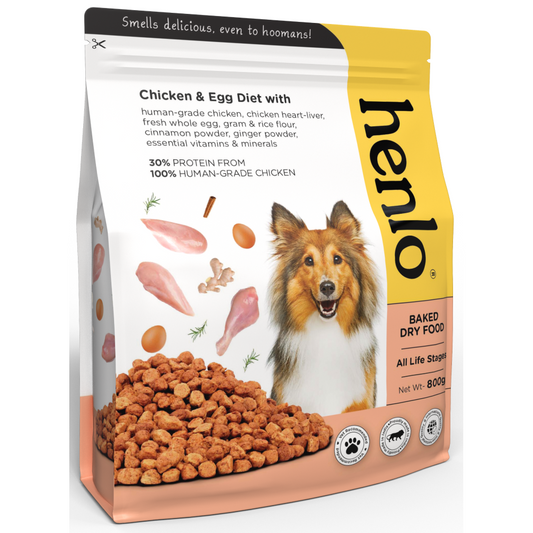 Henlo Chicken and Egg Baked Dry Food for Adult Dogs  Puppies  100 Human Grade Ingredients