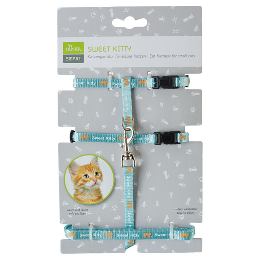 Hunter Sweet Kitty Harness with Leash for Cats  Kittens Blue