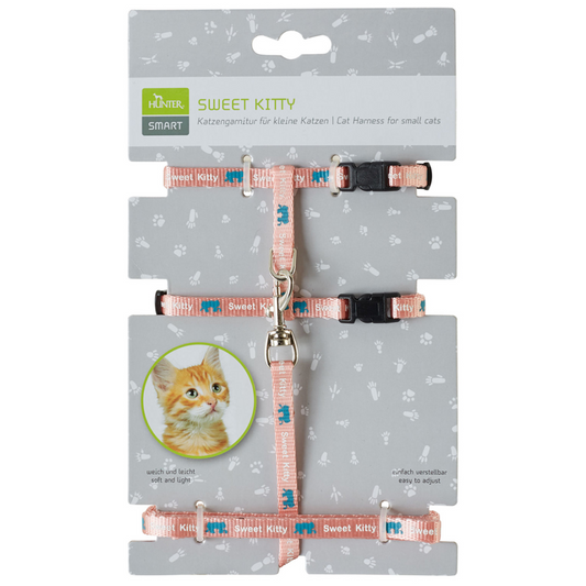 Hunter Sweet Kitty Harness with Leash for Cats  Kittens Pink