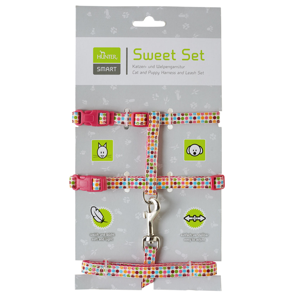 Hunter Sweet Set Nylon Harness and Leash for Puppy  Kitten Pink