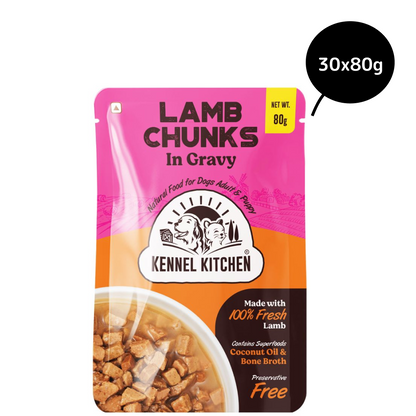 Kennel Kitchen Lamb Chunks in Gravy Puppy  Adult Dog Wet Food All Life Stage