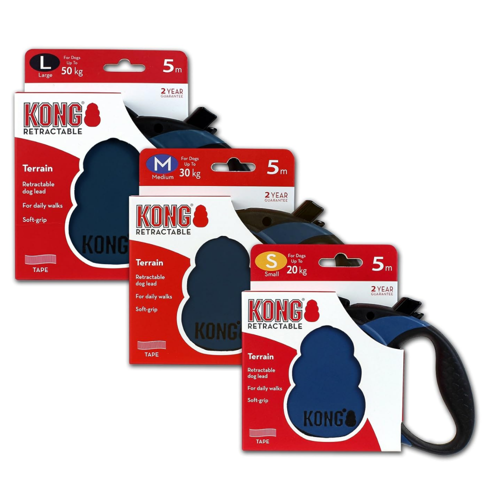 Kong Terrain Retractable Leash for Dogs and Cats Blue