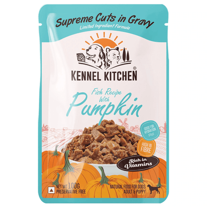 Kennel Kitchen Supreme Cuts Fish with Pumpkin and Lamb with Pumpkin Gravy Adults  Puppy Dog Wet Food All Life stages Combo