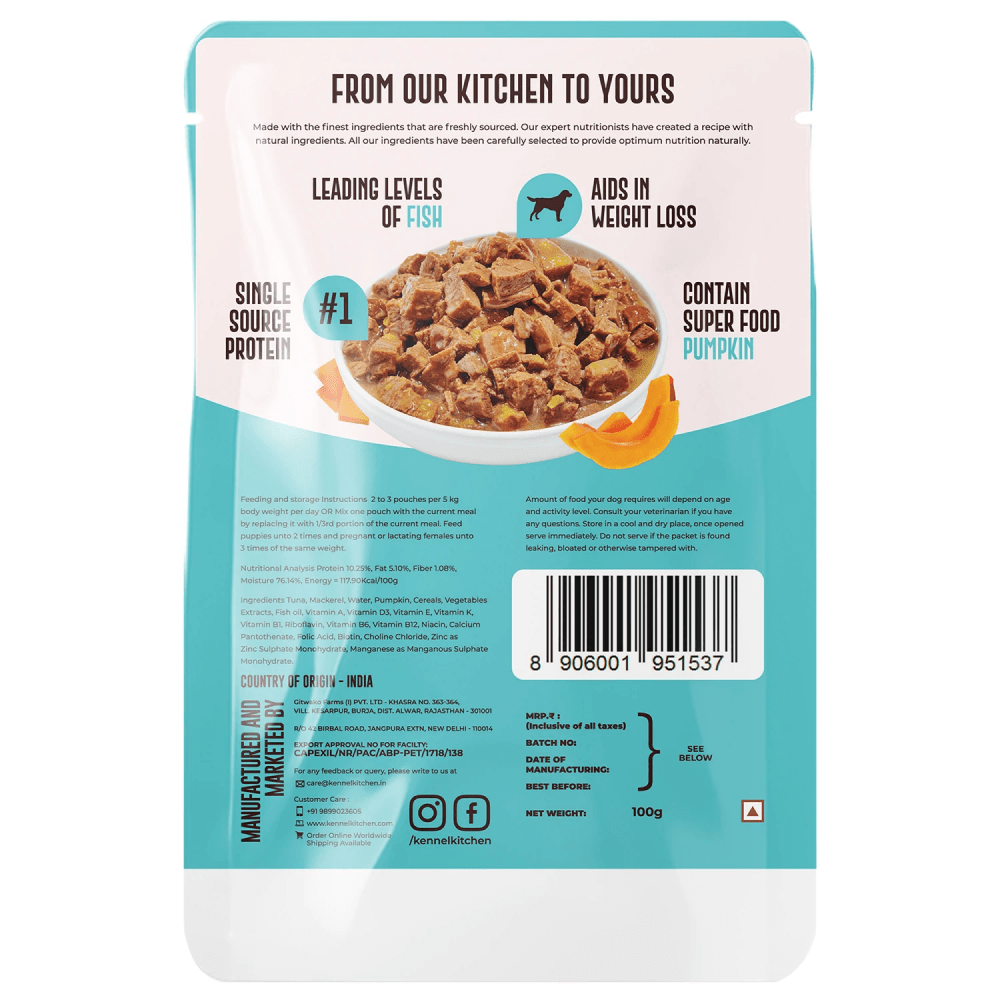 Kennel Kitchen Supreme Cuts Fish with Pumpkin and Lamb with Pumpkin Gravy Adults  Puppy Dog Wet Food All Life stages Combo