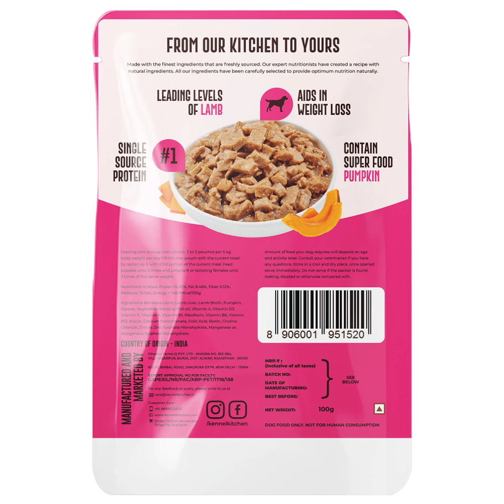 Kennel Kitchen Supreme Cuts Fish with Pumpkin and Lamb with Pumpkin Gravy Adults  Puppy Dog Wet Food All Life stages Combo