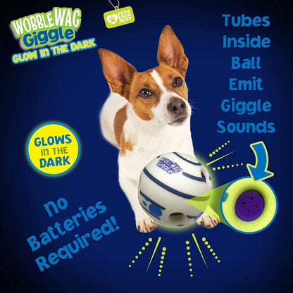 Wobble Wag Giggle Glow in The Dark Interactive Toy for Dogs  For Medium Chewers White