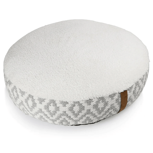 Pawpourri Bohemian Plush Round Bed  for Dogs GreyWhite