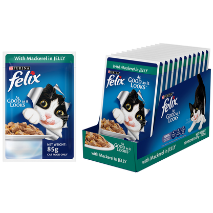 Purina Felix Mackerel Salmon and Tuna with Jelly Adult Cat Wet Food Combo