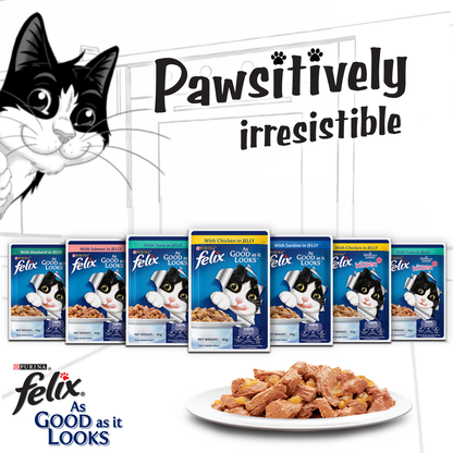 Purina Felix Mackerel Salmon and Tuna with Jelly Adult Cat Wet Food Combo