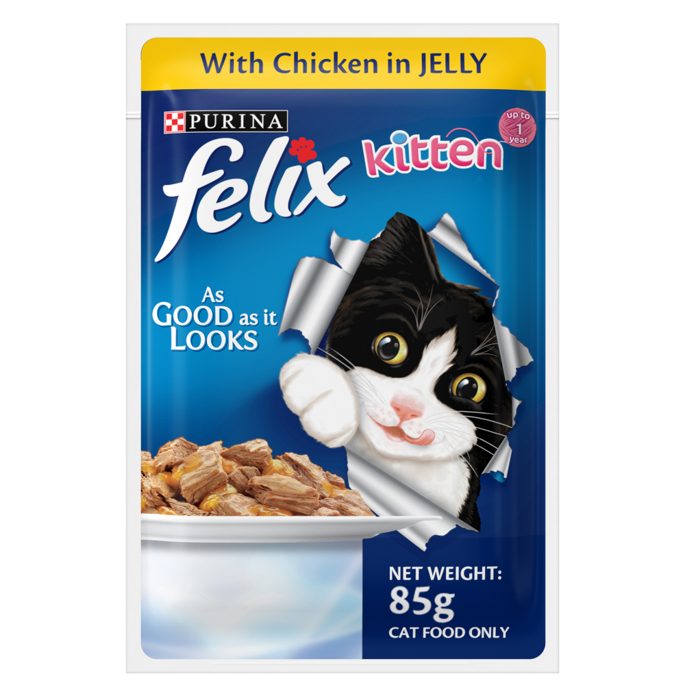 Purina Felix Mackerel with Jelly Adult and Chicken with Jelly Kitten Cat Wet Food Combo