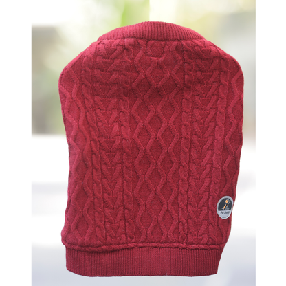 Petsnugs Cable Knit Sweater for Dogs and Cats Maroon