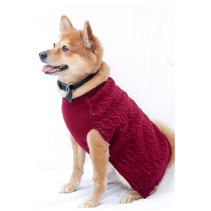 Petsnugs Cable Knit Sweater for Dogs and Cats Maroon