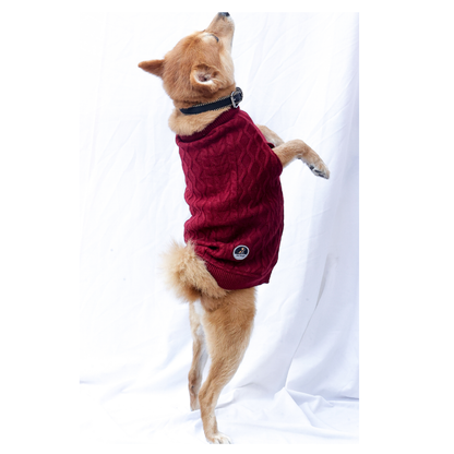 Petsnugs Cable Knit Sweater for Dogs and Cats Maroon