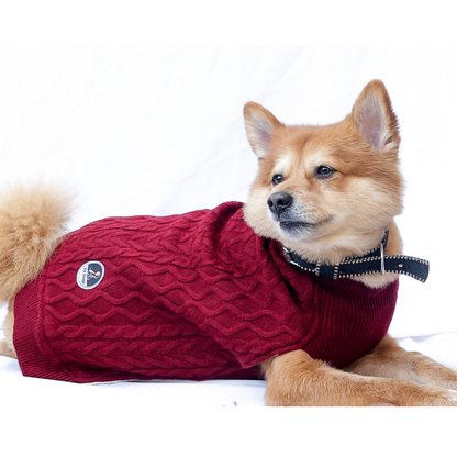 Petsnugs Cable Knit Sweater for Dogs and Cats Maroon