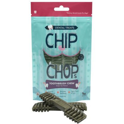 Chip Chops Toothbrush Chew Green Tea Flavored Dog Treats