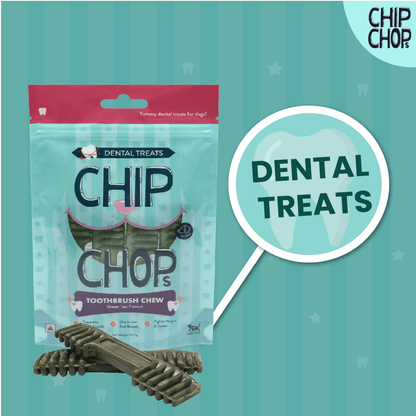 Chip Chops Toothbrush Chew Green Tea Flavored Dog Treats