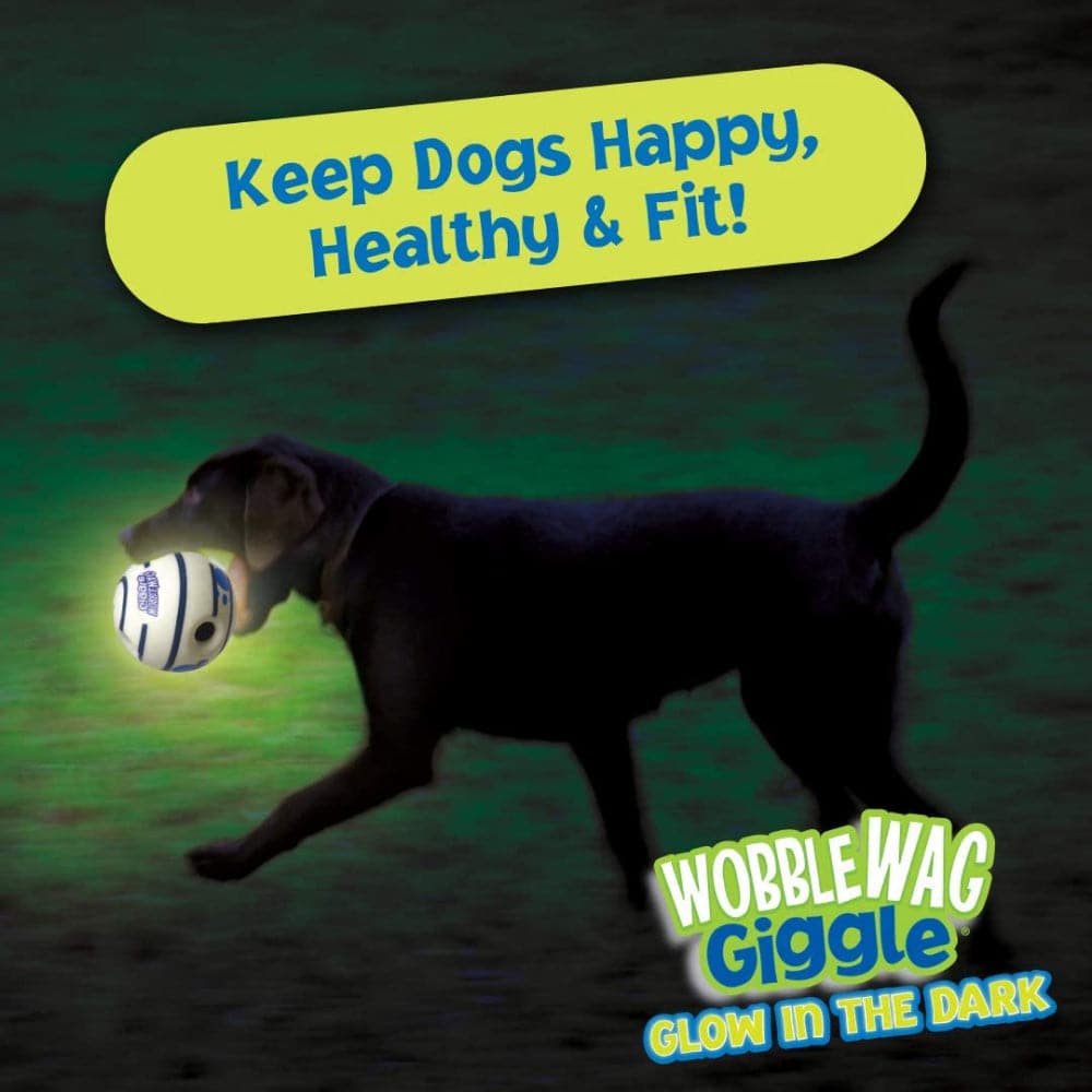 Wobble Wag Giggle Glow in The Dark Interactive Toy for Dogs  For Medium Chewers White