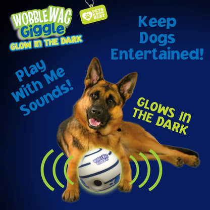 Wobble Wag Giggle Glow in The Dark Interactive Toy for Dogs  For Medium Chewers White